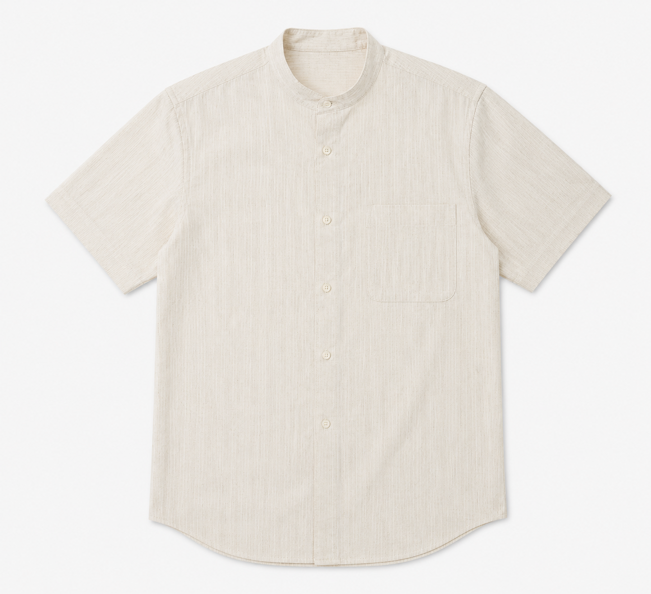 Casual Linen Band Collar Shirt