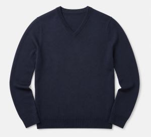 Classic Navy V-Neck Knit Sweater