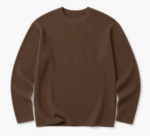 Men's Crew Neck Waffle Knit Long Sleeve Shirt