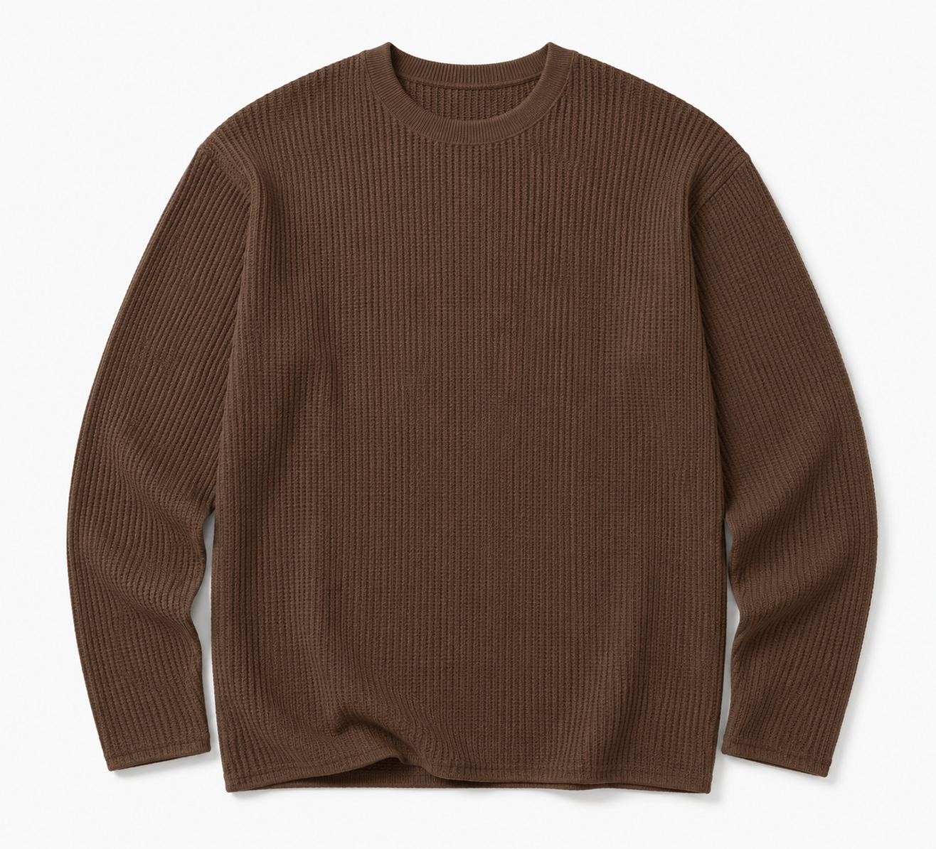 Men's Crew Neck Waffle Knit Long Sleeve Shirt