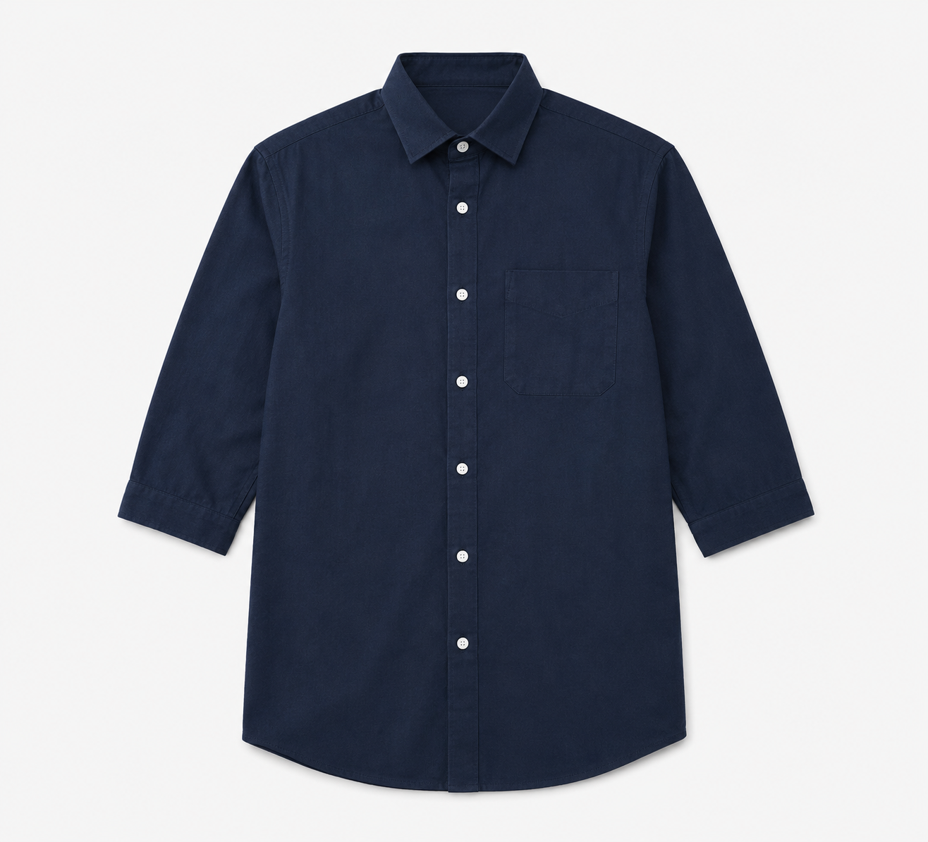Mid-Sleeve Button-Up Shirt