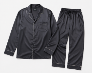 Black Satin Pajama Set