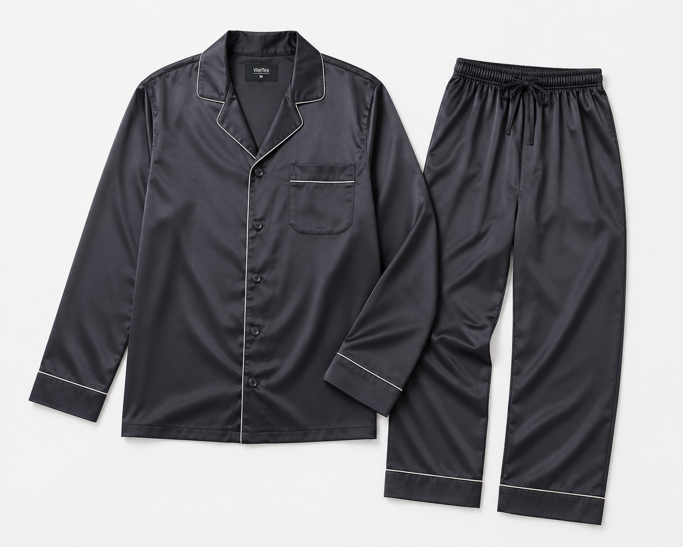 Black Satin Pajama Set