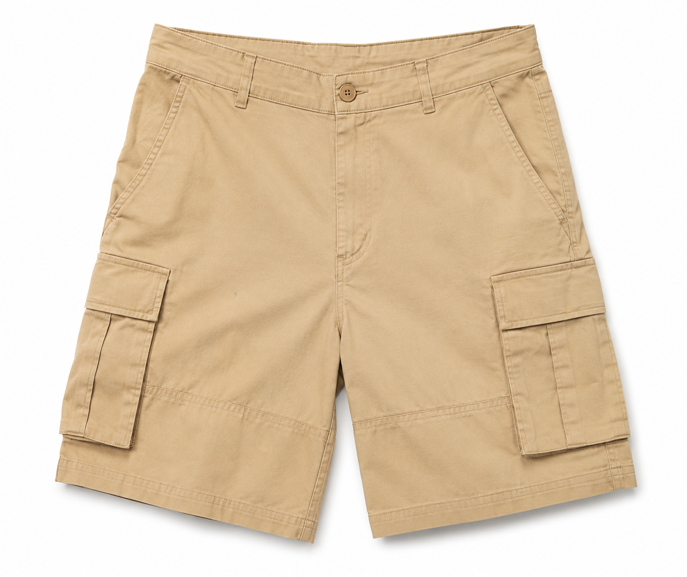 Washed Cotton Khaki Shorts