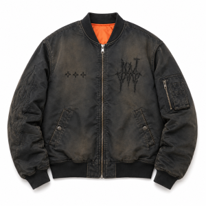 Men's Washed Black Bomber Jacket