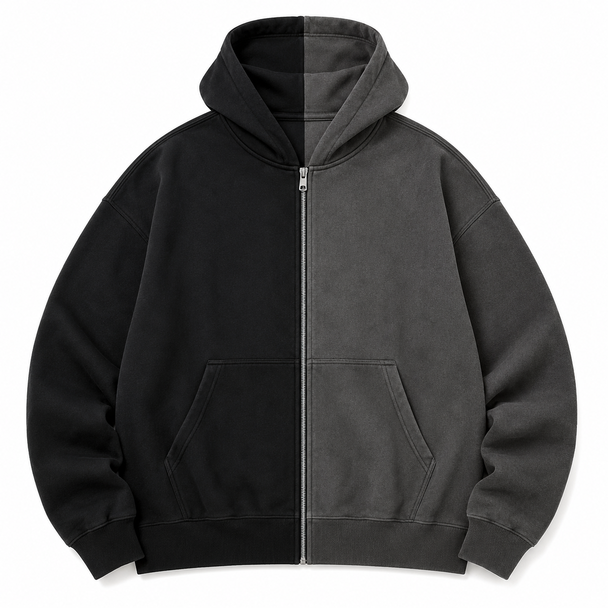 Contrasting Two-Tone Panel Hoodie